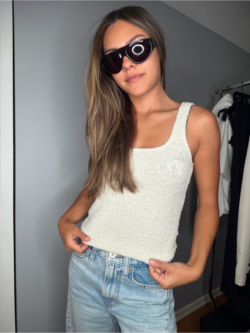 Calvin Klein Ivory Bouclé Tank Top